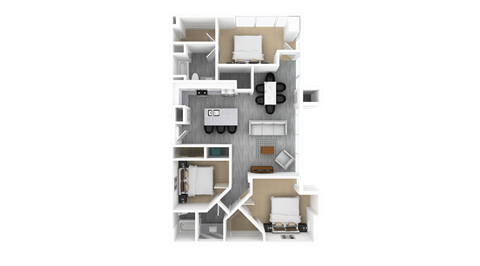 Floor plan for 3 beds, 2 baths, 1748 sqft